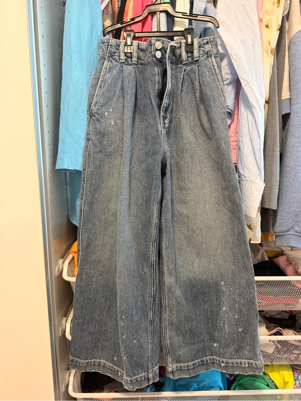 FREE PEOPLE WE THE TREE High-Waist Wide Leg Women's Jeans in Faded Blue 24